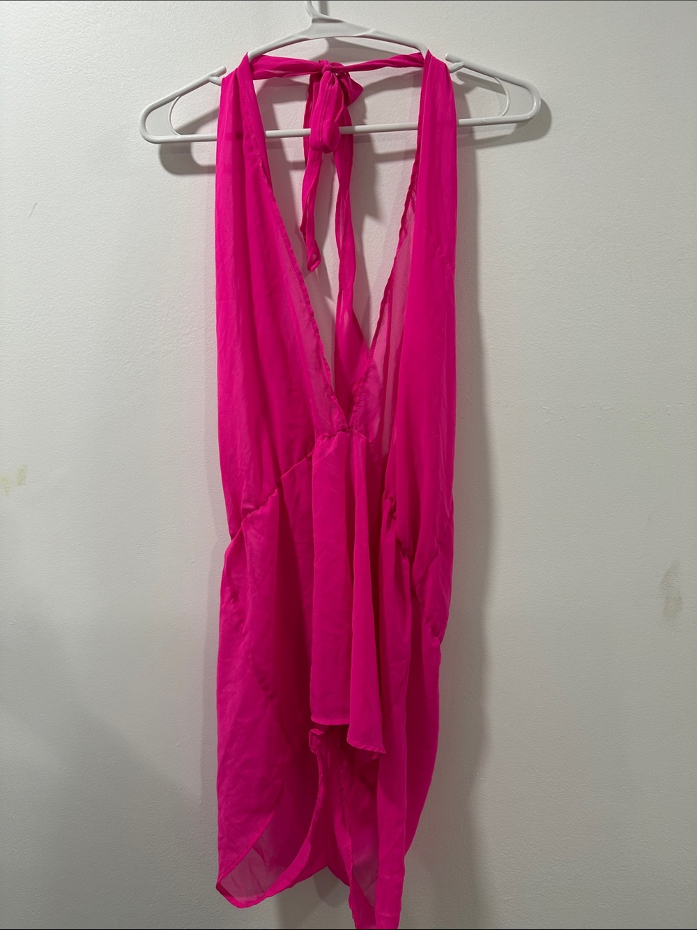 Hot Pink Halter Romper Swim Coverup